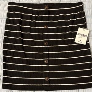 Forever 21 Black and White Striped Button-Up Mini Skirt